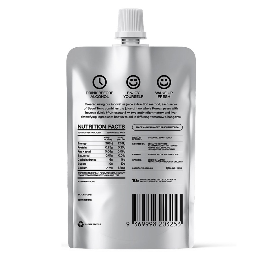 Seoul Tonic Pre-Drinking Korean Pear Recovery Tonic 100ml