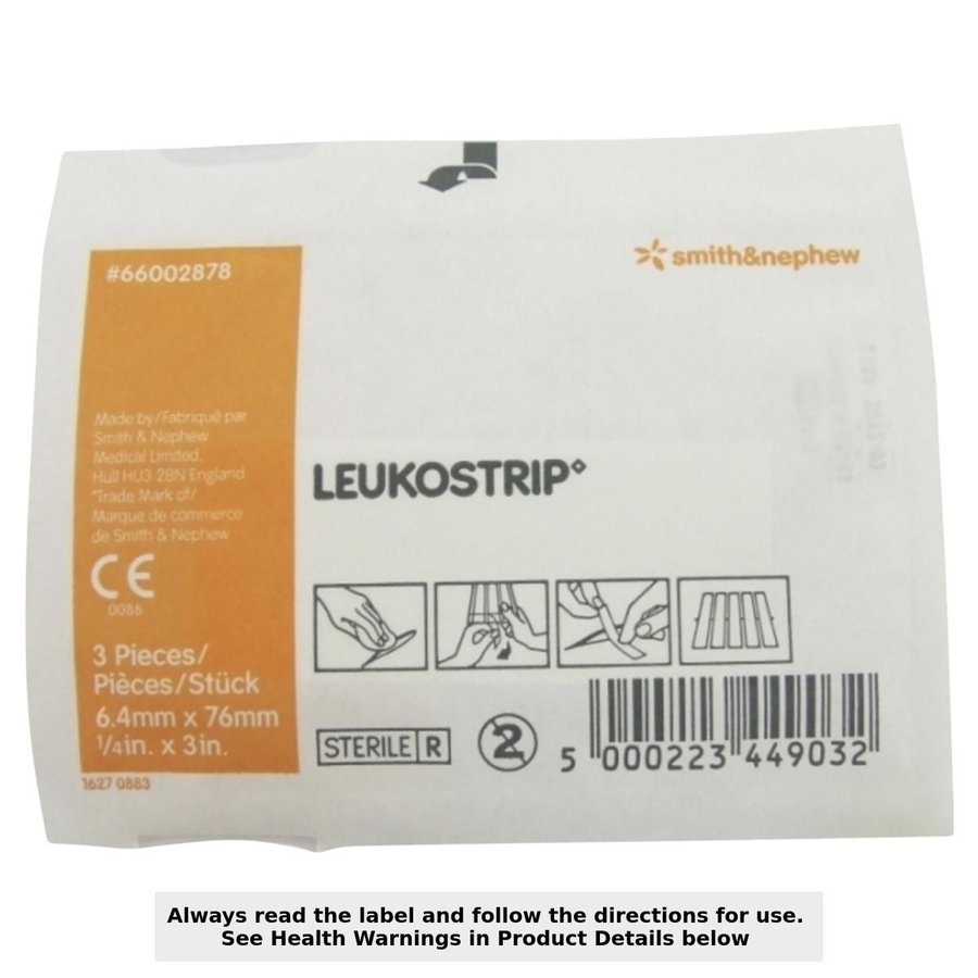 Leukostrip Wound Closure Strips 6.4mm x 76mm - Single (3 Strips)