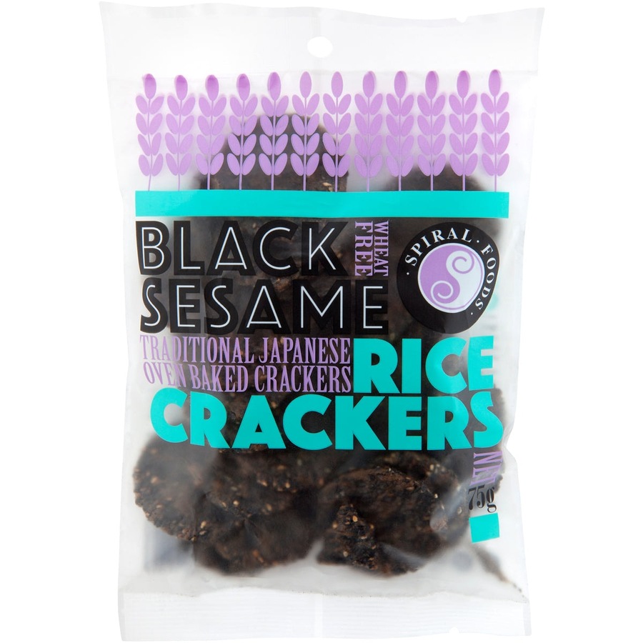 Spiral Black Sesame Rice Crackers 75g