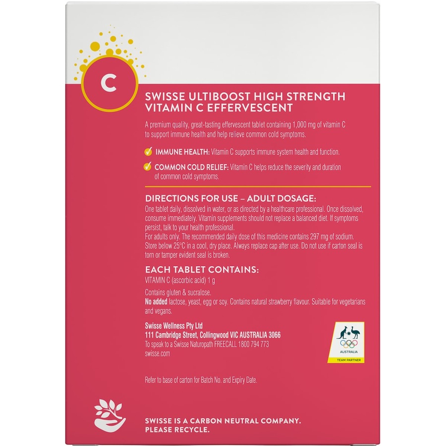Swisse Ultiboost High Strength Vitamin C 60 Effervescent Tablets