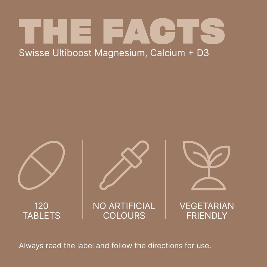 Swisse Ultiboost Magnesium Calcium + Vitamin D3 120 Tablets