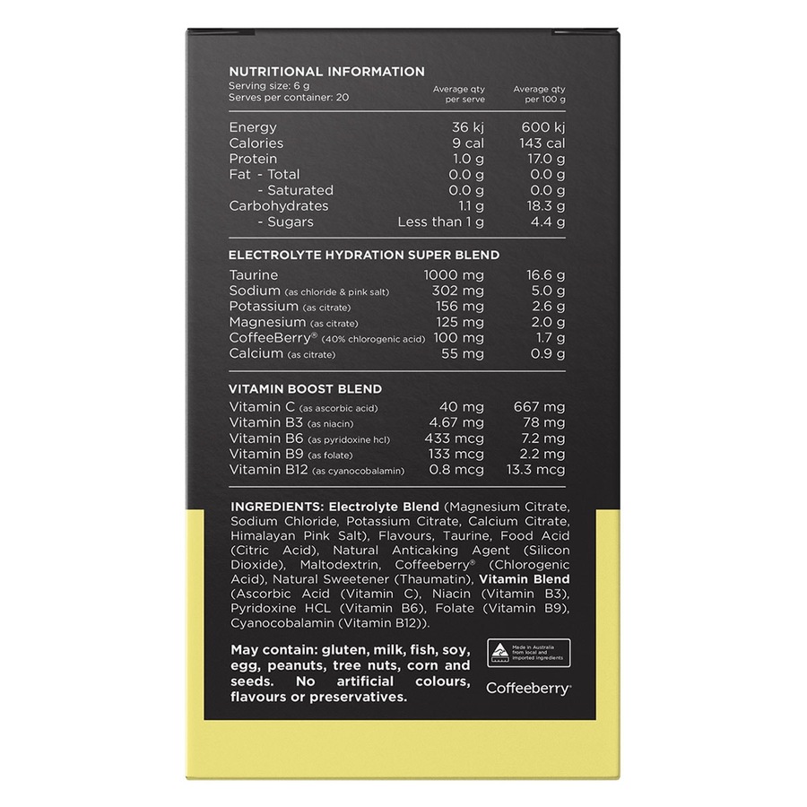 Switch Nutrition Hydrate Electrolytes Lemon Lime 20 x 6g Sachets