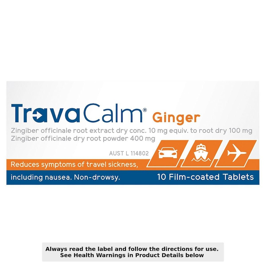 Travacalm Travel Sickness Ginger 10 Tablets