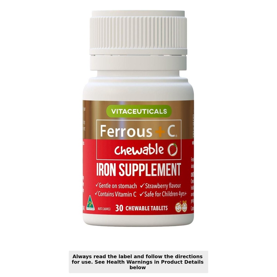 Vitaceuticals Ferrous + C Iron Supplement 30 Chewable Tablets