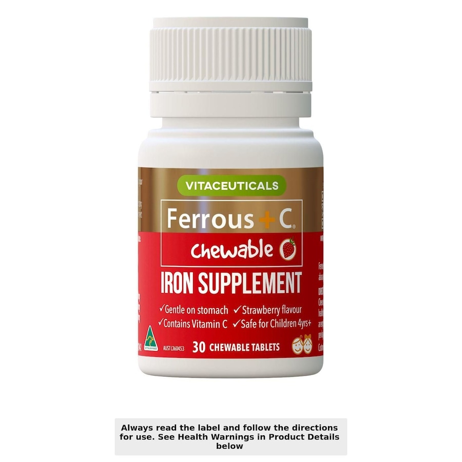 Vitaceuticals Ferrous + C Iron Supplement 30 Chewable Tablets