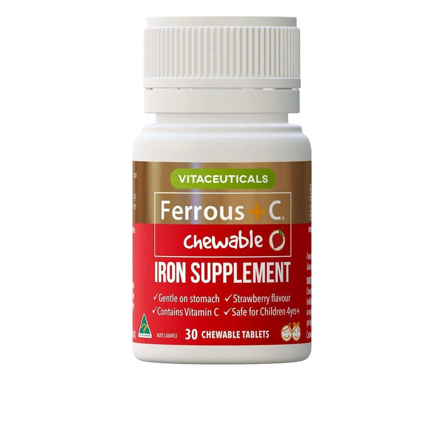 Vitaceuticals Ferrous + C Iron Supplement 30 Chewable Tablets