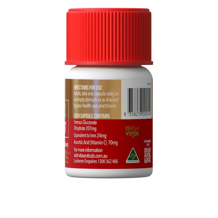 Vitaceuticals Ferrous + C Iron Supplement 30 Hard Capsules