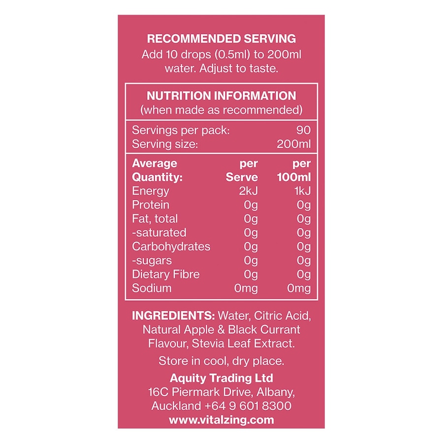 Vital Zing Water Drops Apple & Blackcurrant 45ml