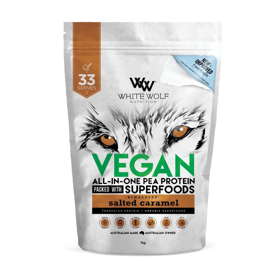 White Wolf Nutrition Vegan Protein With Superfoods Salted Caramel 1Kg