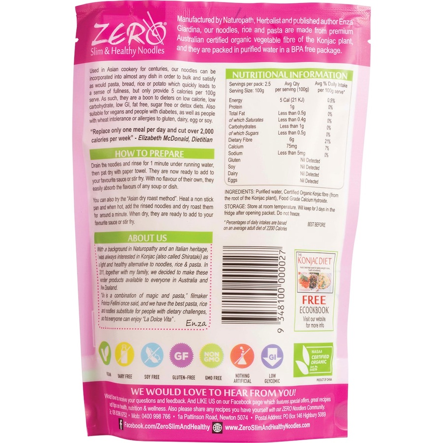 Zero Slim & Healthy Konjac Noodles Fettuccine Style 400g