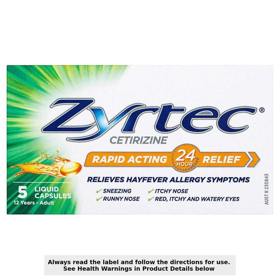 Zyrtec Rapid Acting Hayfever Allergy Relief Antihistamine Liquid Capsules 5 Pack