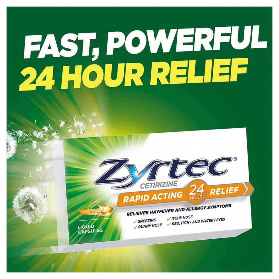 Zyrtec Rapid Acting Hayfever Allergy Relief Antihistamine Liquid Capsules 5 Pack