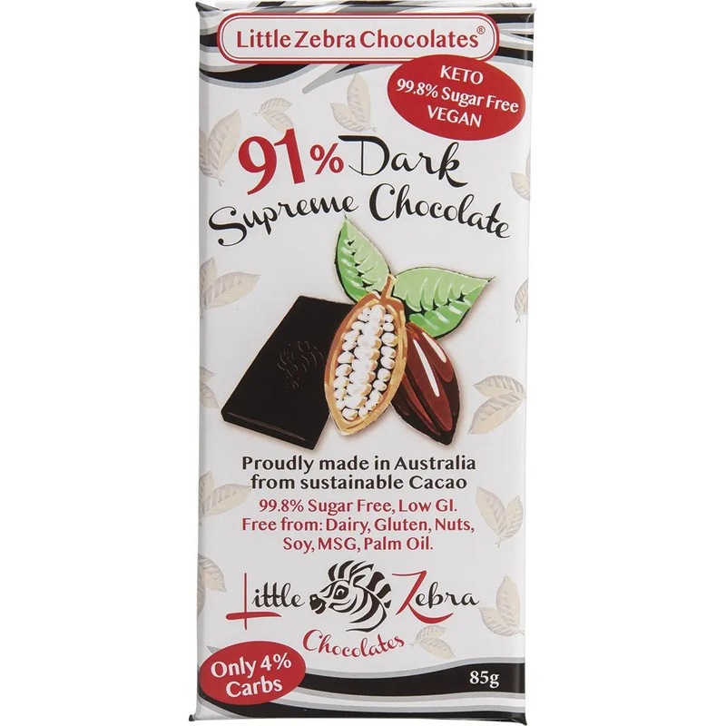 Buy LITTLE ZEBRA CHOCOLATES Dark Chocolate Dark Supreme 91% 85g 12PK ...