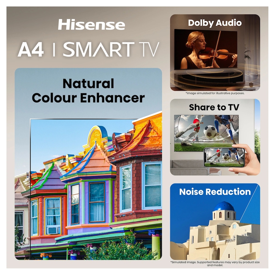 Hisense 32A4SAU 32 Inch Black A4S HD Smart QLED Television