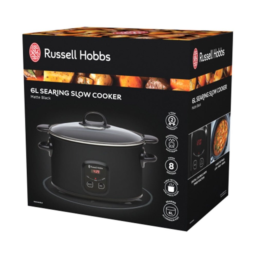 Russell Hobbs RHSC650BLK 6L Matte Black Searing Slow Cooker