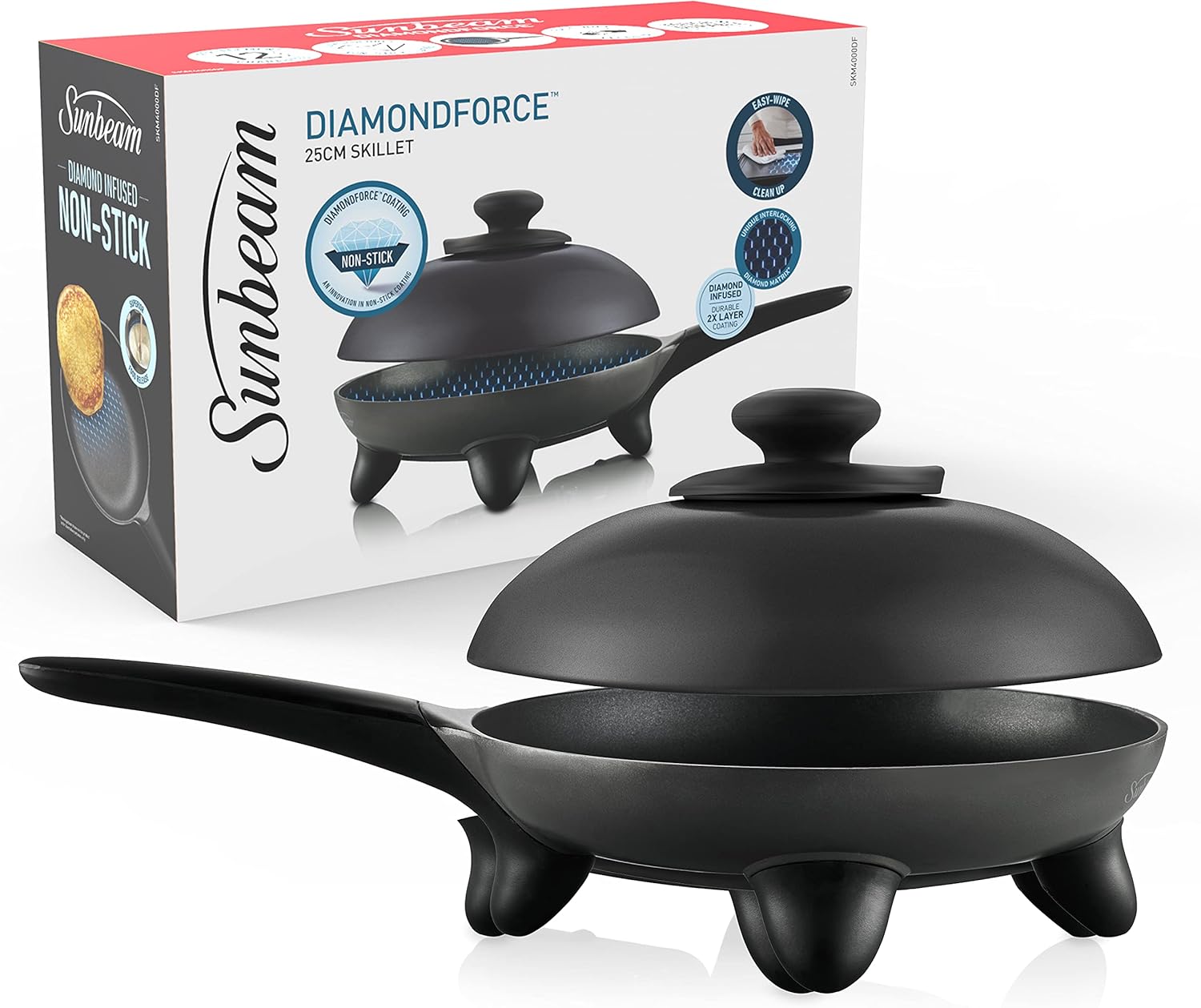 Sunbeam DiamondForce Skillet Electric Non-Stick Frypan Frying Pan with Dome Lid