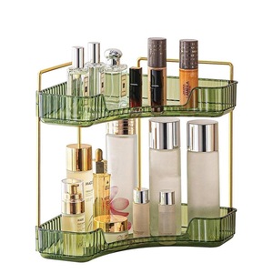 FatherCare Corner Counter Shelf 2-Tier for Vanity Perfume Bathroom Organizers-Green