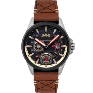 Avi-8 AV-4098-02 Black Dial Brown Leather Unisex Watch