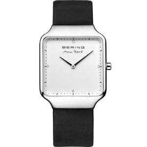 Bering 15832-409 White Dial Black Leather Womens Watch