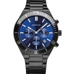 Bering Chronograph 15043-727 Blue Dial Black Stainless Steel Unisex Watch