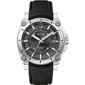 Bulova 96B416 Grey Dial Black Leather Unisex Watch