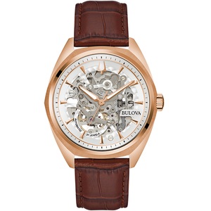 Bulova 97A175 Silver Dial Brown Leather Unisex Watch