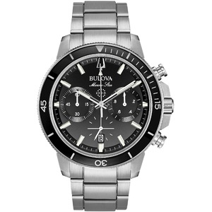 Bulova Chronograph 96B272 Black Dial Silver Stainless Steel Unisex Watch