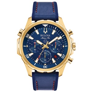 Bulova Chronograph 97B168 Blue Leather Unisex Watch