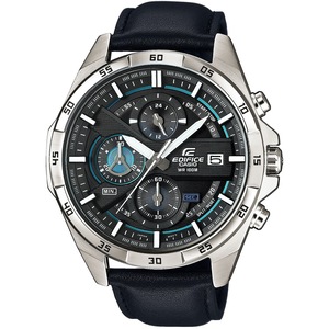 Casio Multilayer Chronograph Leather Black Blue EFR-556L-1AVUEF Black Leather Unisex Watch