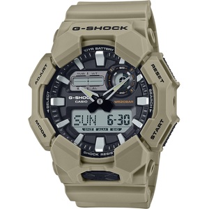 Casio New Rugged Basic Digital 10-Year Battery GA-010-5AER Black Dial Beige Plastic Unisex Watch