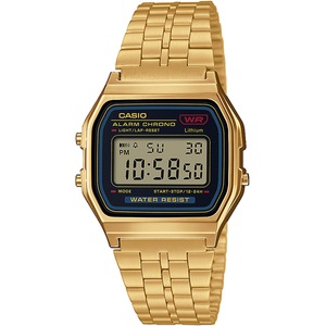 Casio Retro Vintage Chronograph A159WGEA-1EF Black Dial Gold Stainless Steel Unisex Watch