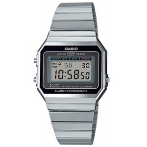 Casio Retro Vintage Chronograph A700WE-1AEF Black Dial Grey Stainless Steel Unisex Watch