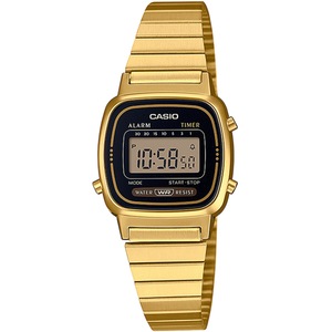 Casio Retro Vintage Chronograph LA670WEGA-1EF Black Dial Gold Stainless Steel Womens Watch
