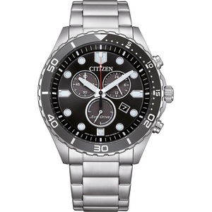 Citizen Chronograph AT2568-82E Black Dial Silver Stainless Steel Unisex Watch