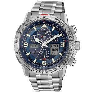 Citizen Eco-Drive Promaster Chronograph JY8100-80L Blue Dial Grey Titanium Mens Watch