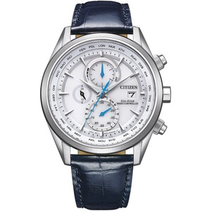 Citizen Radiocontrolled Chronograph AT8260-18A White Dial Black Leather Unisex Watch