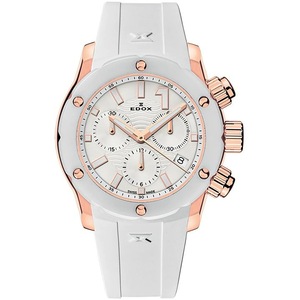 Edox Chronograph 10225-37RB-BIR White Womens Watch