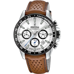 Festina Chronograph F20561/1 Silver Dial Brown Leather Unisex Watch