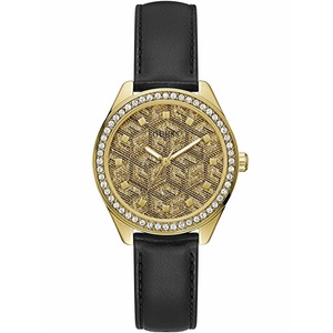 Guess GW0608L2 Gold Dial Black Leather Womens Watch