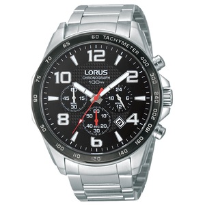 Lorus Chronograph RT351CX9 Black Dial Silver Stainless Steel Unisex Watch