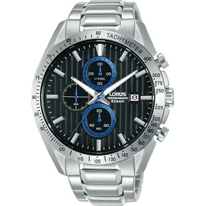 Lorus Sports Chronograph RM305HX9 Black Dial Grey Stainless Steel Mens Watch