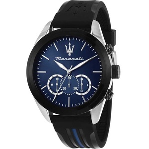 Maserati Chronograph R8871612044 Blue Dial Black Silicone Unisex Watch