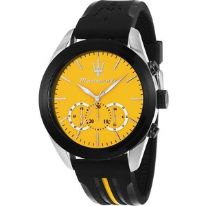 Maserati Chronograph R8871612045 Yellow Dial Black Silicone Unisex Watch