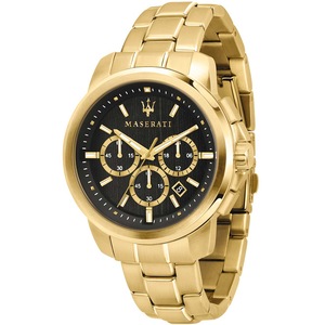 Maserati Successo Chronograph R8873621013 Black & Gold Dial Gold Stainless Steel Mens Watch