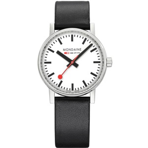 Mondaine MSE.35110.LBV White Dial Black Leather Womens Watch