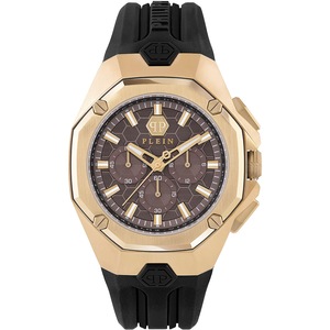 Philipp Plein Chronograph PWTBA0423 Brown Dial Black Silicone Unisex Watch