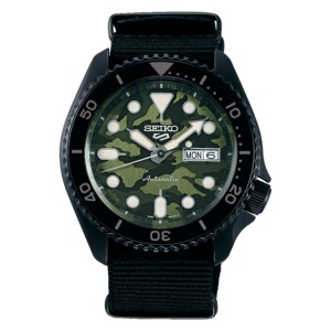 Seiko 5 Sports SRPJ37K1 Green Dial Black Textile Mens Watch
