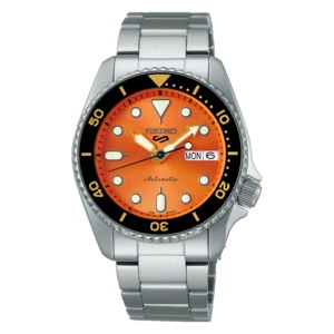 Seiko 5 Sports SRPK35K1 Orange Dial Steel Stainless Steel Mens Watch