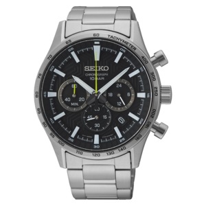 Seiko Chronograph SSB413P1 Black Dial Steel Stainless Steel Mens Watch