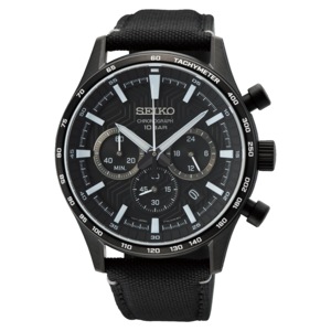 Seiko Chronograph SSB417P1 Black Textile Mens Watch